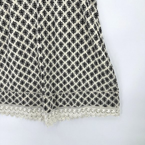 Old Navy Mini Dress Womens Sleeveless Tie Shoulder Ikat Lace Hem Black Cream M - Picture 7 of 11